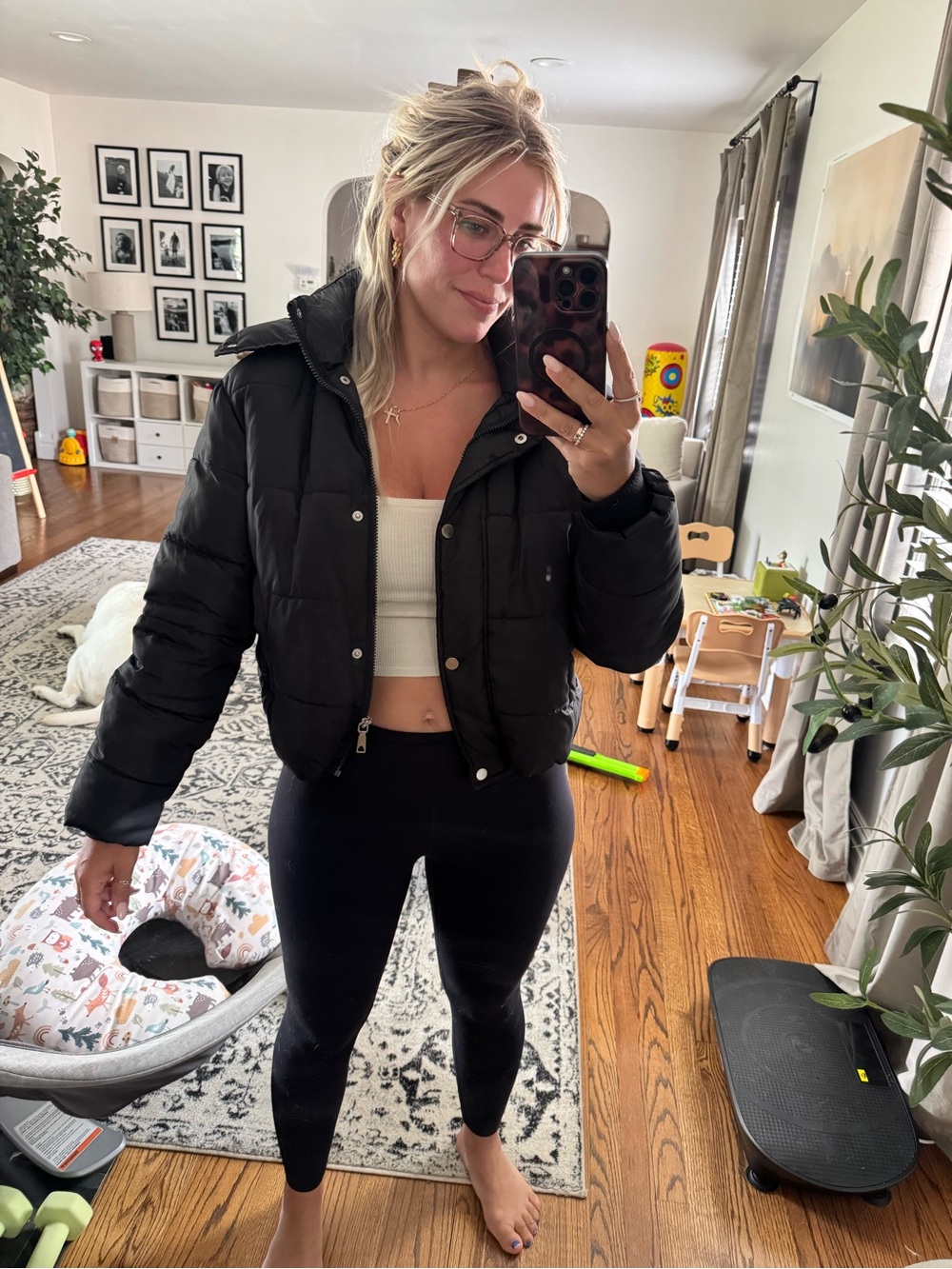 Sebby Black Cropped Puffer Jacket